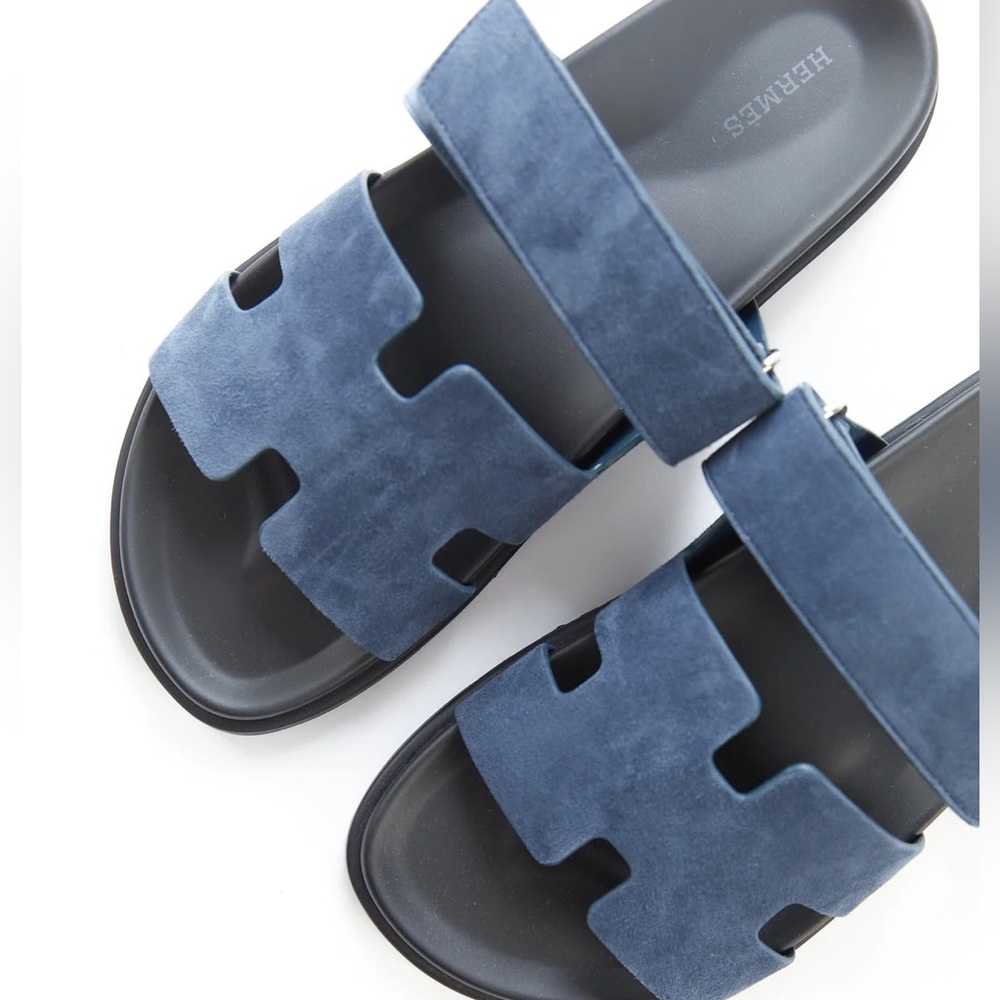 Hermès Chypre Sandal Suede Goatskin Blue Celeste Size 39.5 Excellent condition - Picture 6 of 12